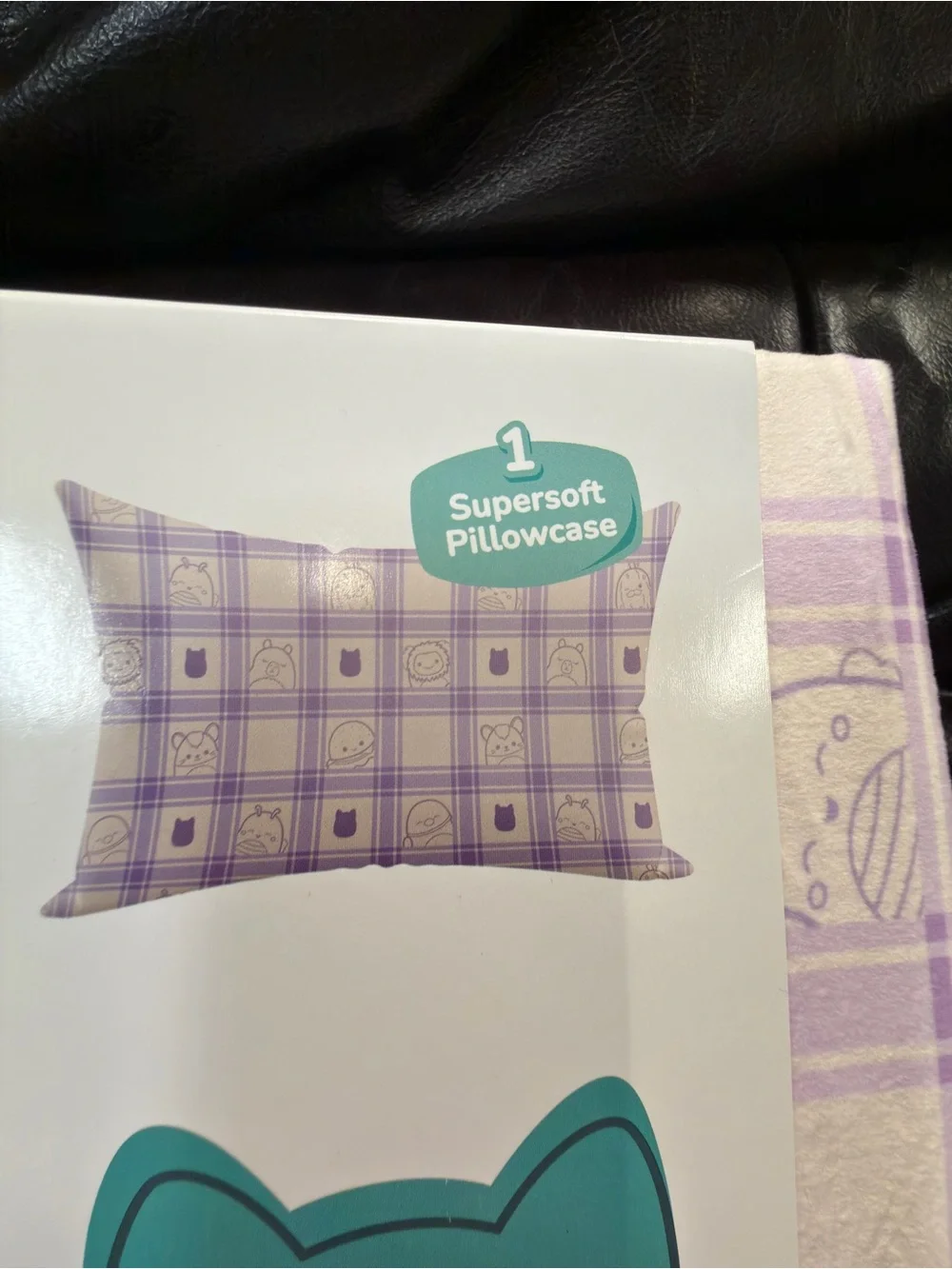 SquishPillow by Squishmallows Supersoft Pillowcase – Purple Plaid New In package